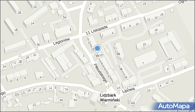 Lidzbark Warmiński, Piłsudskiego Józefa, marsz., 8A, mapa Lidzbark Warmiński