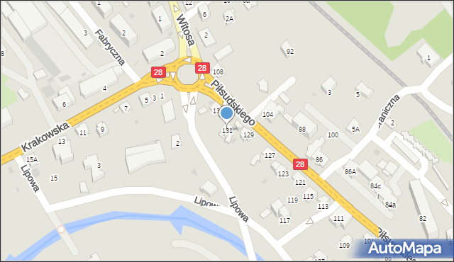 Limanowa, Piłsudskiego Józefa, marsz., 131, mapa Limanowa