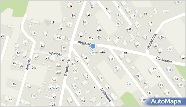 Lipinki, Piaskowa, 11, mapa Lipinki