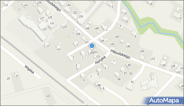 Łodygowice, Piłsudskiego Józefa, marsz., 103, mapa Łodygowice