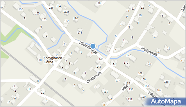 Łodygowice, Piłsudskiego Józefa, marsz., 147, mapa Łodygowice
