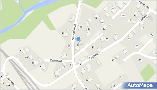 Łodygowice, Piłsudskiego Józefa, marsz., 54, mapa Łodygowice