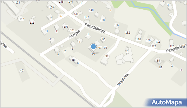 Łodygowice, Piłsudskiego Józefa, marsz., 99, mapa Łodygowice