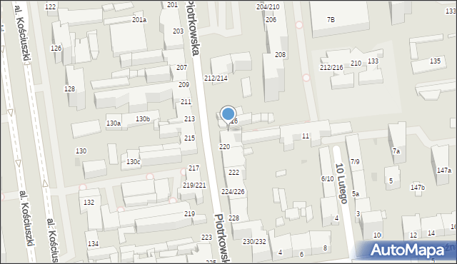 Łódź, Piotrkowska, 218, mapa Łodzi