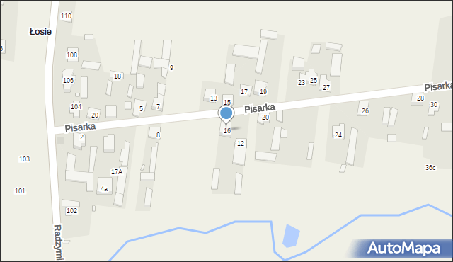 Łosie, Pisarka Mariana, ppłka. pil., 16, mapa Łosie