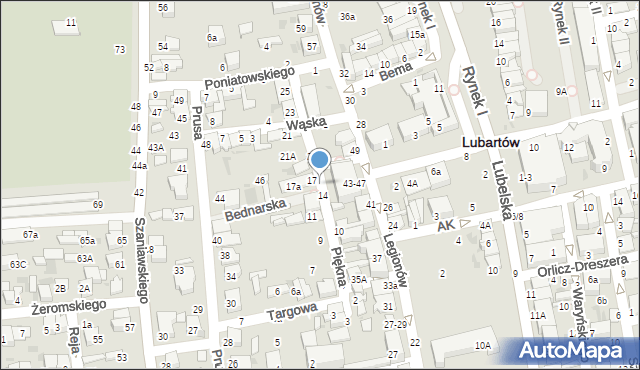 Lubartów, Piękna, 16, mapa Lubartów