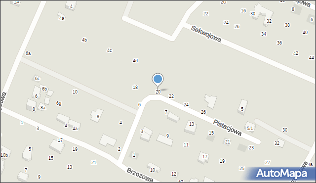 Lublin, Pistacjowa, 20, mapa Lublina