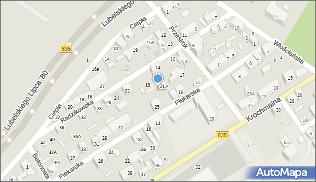 Lublin, Piekarska, 23, mapa Lublina