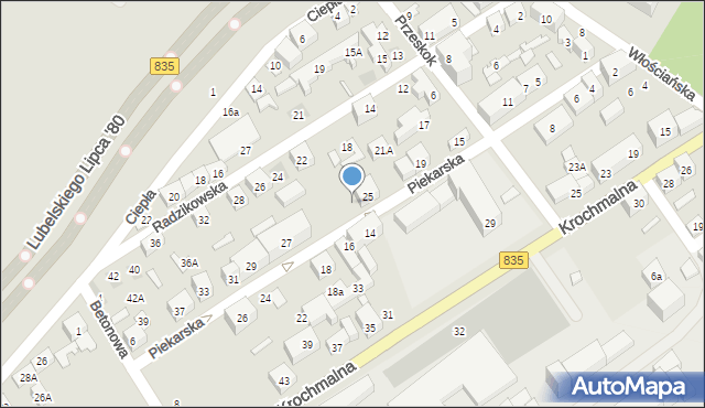 Lublin, Piekarska, 27a, mapa Lublina