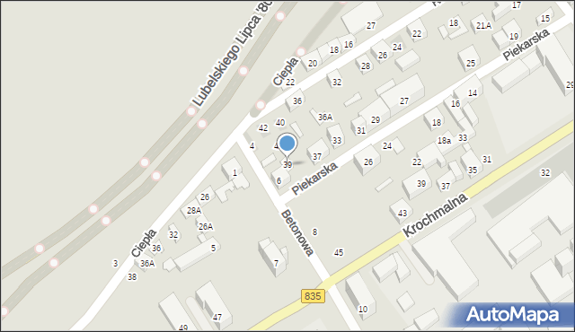 Lublin, Piekarska, 39, mapa Lublina