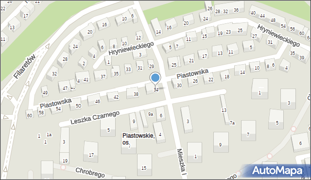 Lublin, Piastowska, 34, mapa Lublina