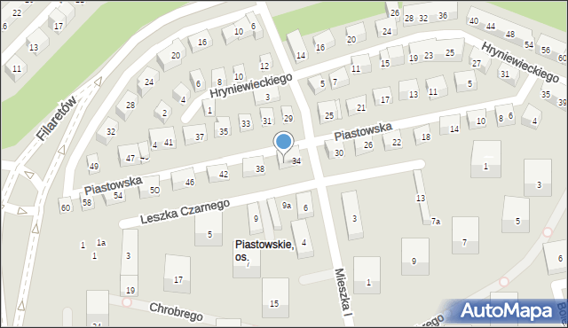 Lublin, Piastowska, 36, mapa Lublina