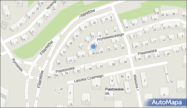 Lublin, Piastowska, 37, mapa Lublina
