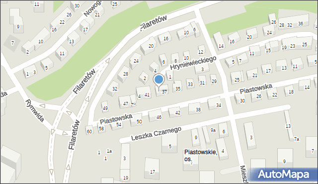 Lublin, Piastowska, 39, mapa Lublina