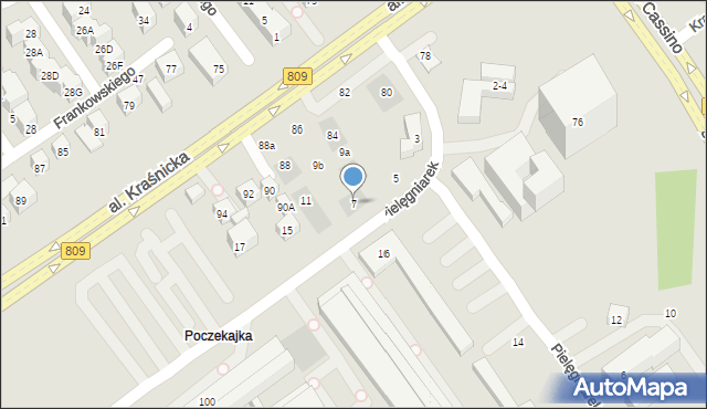 Lublin, Pielęgniarek, 7, mapa Lublina