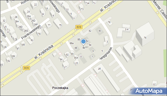 Lublin, Pielęgniarek, 9b, mapa Lublina