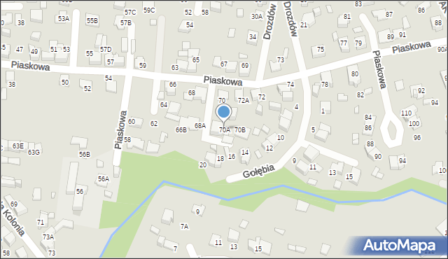 Lubliniec, Piaskowa, 70A, mapa Lubliniec