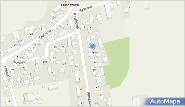 Luboszyce, Piaskowa, 11, mapa Luboszyce