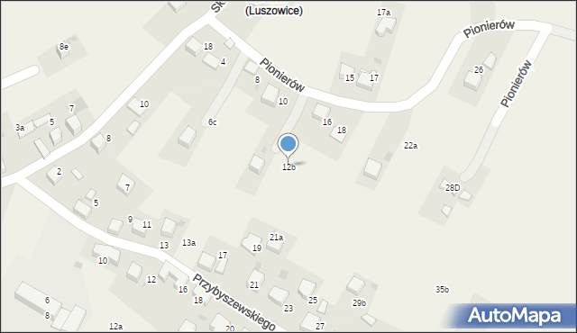 Luszowice, Pionierów, 12b, mapa Luszowice