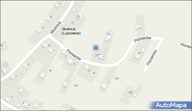 Luszowice, Pionierów, 15, mapa Luszowice