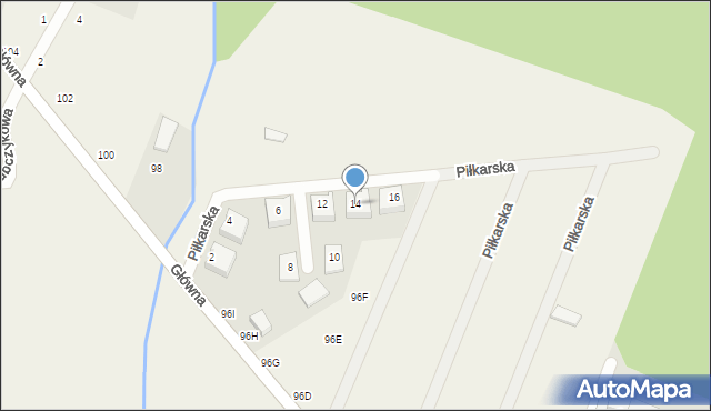 Malin, Piłkarska, 14, mapa Malin