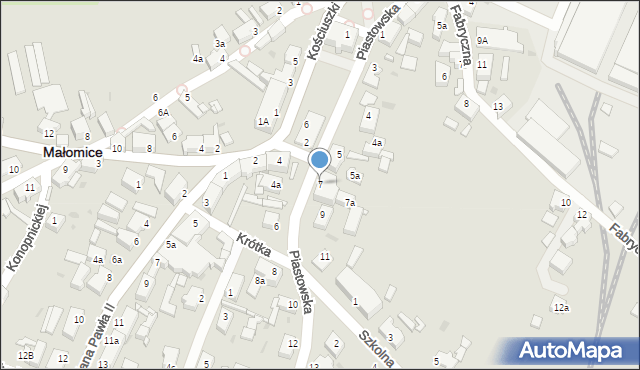 Małomice, Piastowska, 7, mapa Małomice