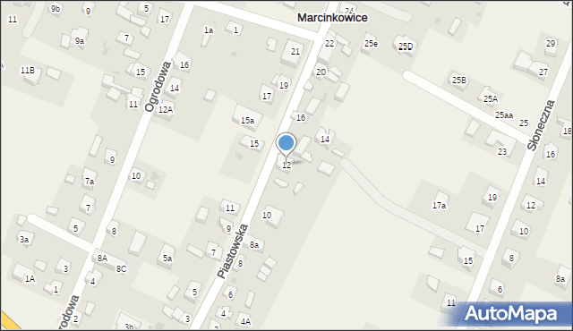 Marcinkowice, Piastowska, 12, mapa Marcinkowice