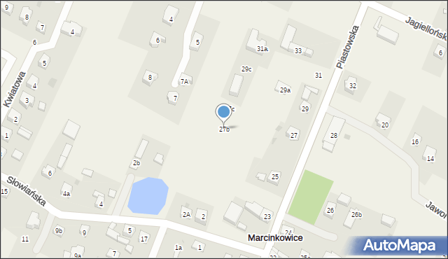 Marcinkowice, Piastowska, 27b, mapa Marcinkowice