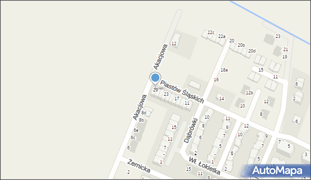 Mędłów, Piastów Śląskich, 29, mapa Mędłów