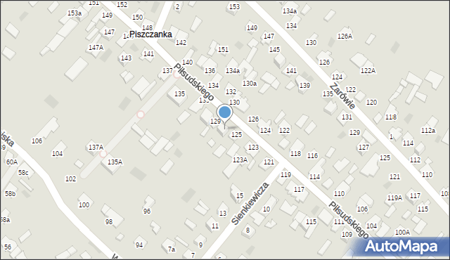 Międzyrzec Podlaski, Piłsudskiego Józefa, marsz., 127, mapa Międzyrzec Podlaski