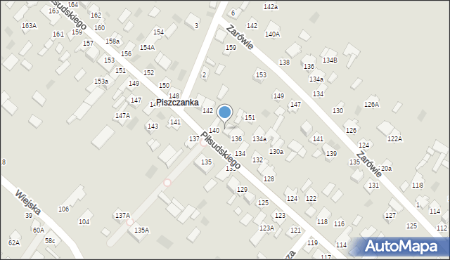 Międzyrzec Podlaski, Piłsudskiego Józefa, marsz., 138, mapa Międzyrzec Podlaski