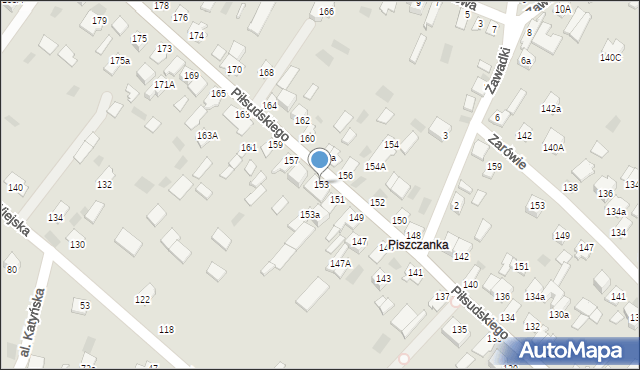 Międzyrzec Podlaski, Piłsudskiego Józefa, marsz., 153, mapa Międzyrzec Podlaski