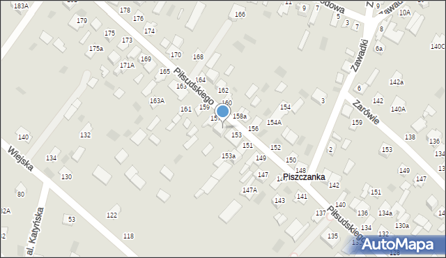 Międzyrzec Podlaski, Piłsudskiego Józefa, marsz., 155, mapa Międzyrzec Podlaski