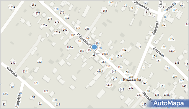 Międzyrzec Podlaski, Piłsudskiego Józefa, marsz., 157, mapa Międzyrzec Podlaski