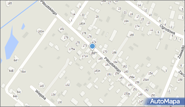 Międzyrzec Podlaski, Piłsudskiego Józefa, marsz., 169, mapa Międzyrzec Podlaski