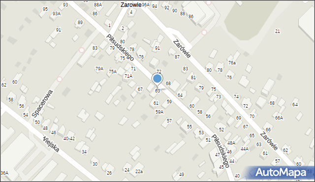 Międzyrzec Podlaski, Piłsudskiego Józefa, marsz., 63, mapa Międzyrzec Podlaski