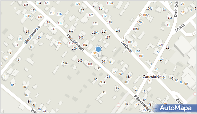 Międzyrzec Podlaski, Piłsudskiego Józefa, marsz., 98, mapa Międzyrzec Podlaski