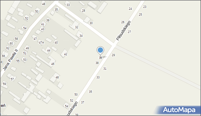 Mień, Piłsudskiego Józefa, marsz., 36, mapa Mień