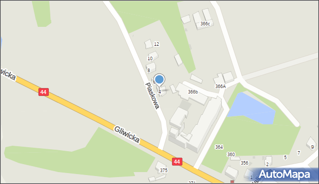 Mikołów, Piaskowa, 4, mapa Mikołów