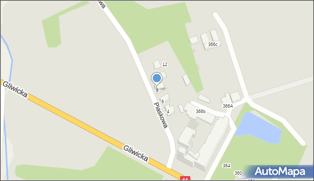 Mikołów, Piaskowa, 8, mapa Mikołów