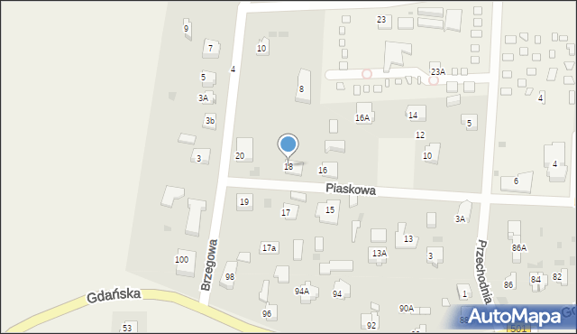 Mikoszewo, Piaskowa, 18, mapa Mikoszewo