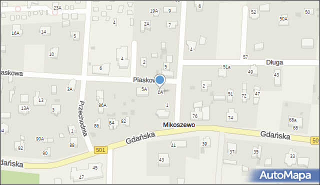 Mikoszewo, Piaskowa, 1A, mapa Mikoszewo