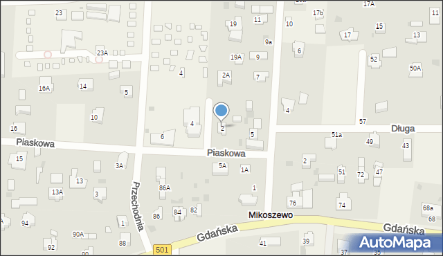 Mikoszewo, Piaskowa, 2, mapa Mikoszewo