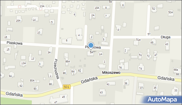 Mikoszewo, Piaskowa, 5A, mapa Mikoszewo