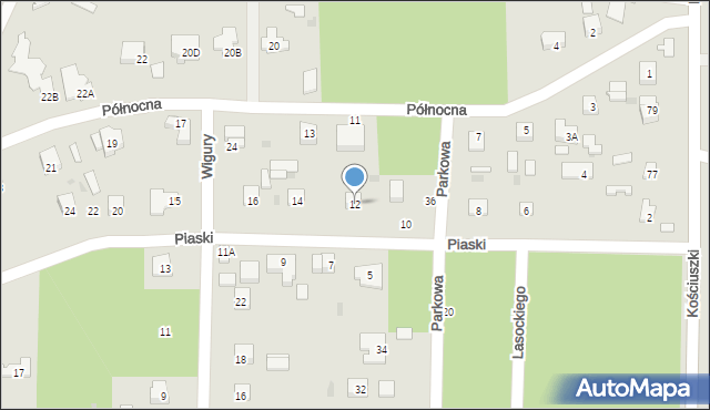 Milanówek, Piaski, 12, mapa Milanówek