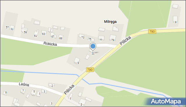 Mitręga, Pilicka, 11, mapa Mitręga