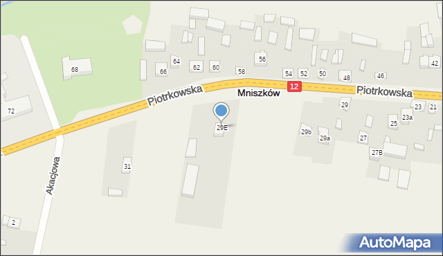 Mniszków, Piotrkowska, 29E, mapa Mniszków