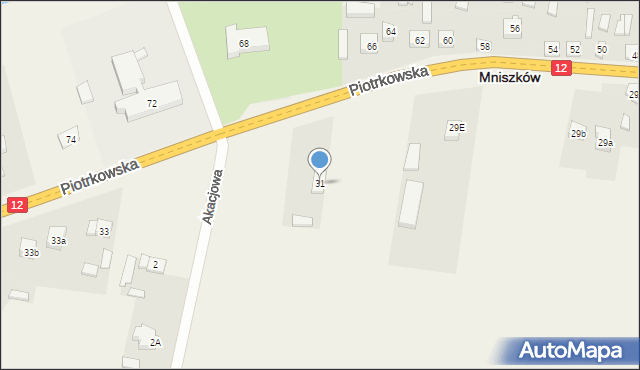 Mniszków, Piotrkowska, 31, mapa Mniszków