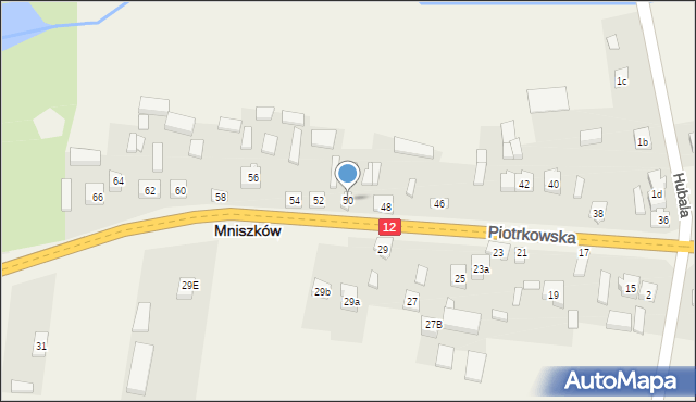 Mniszków, Piotrkowska, 50, mapa Mniszków