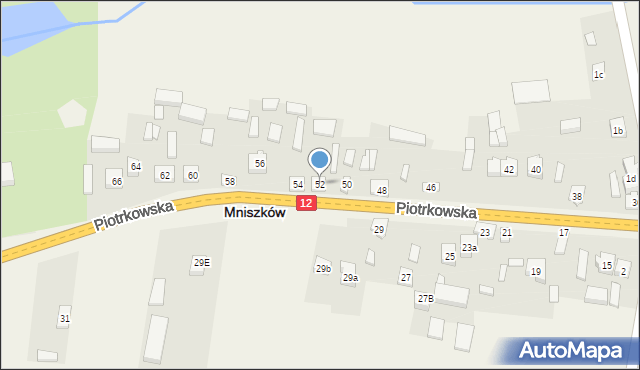 Mniszków, Piotrkowska, 52, mapa Mniszków